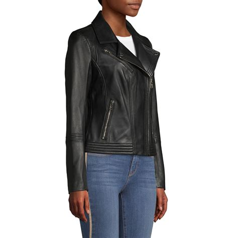 michael michael kors missy asymmetrical zip leather moto jacket|Leather Moto Jacket .